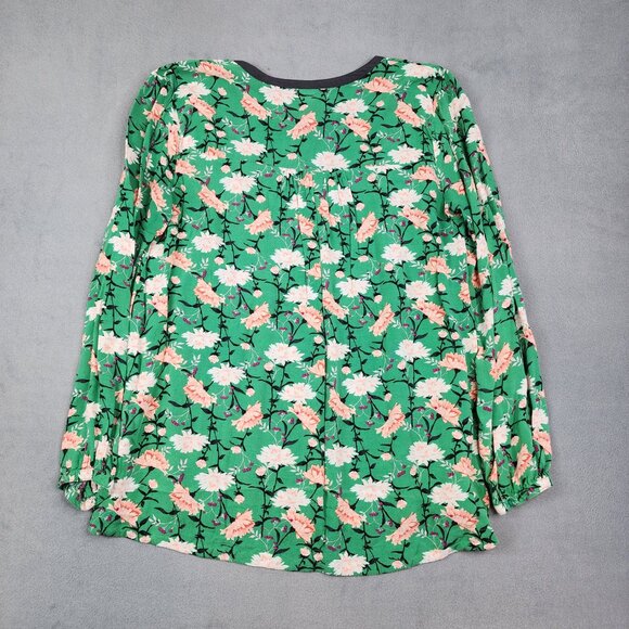 Old Navy Blouse Tunic Women's Large Green Floral Print Peasant Cottage Prairie - Picture 9 of 9